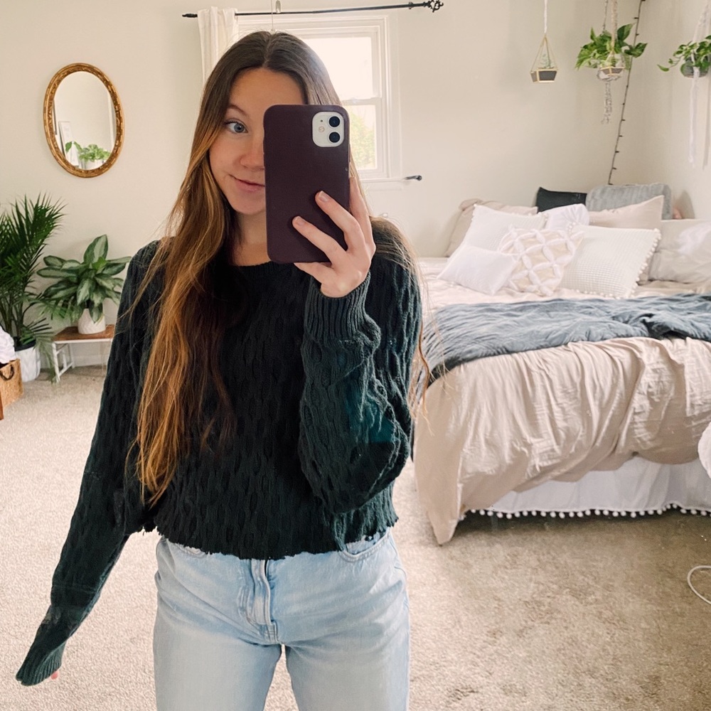 Dark green cropped sweater